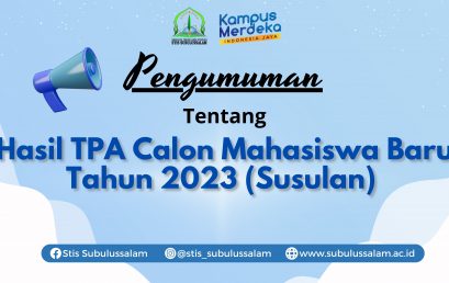 Hasil TPA Calon Mahasiswa Baru (Susulan)