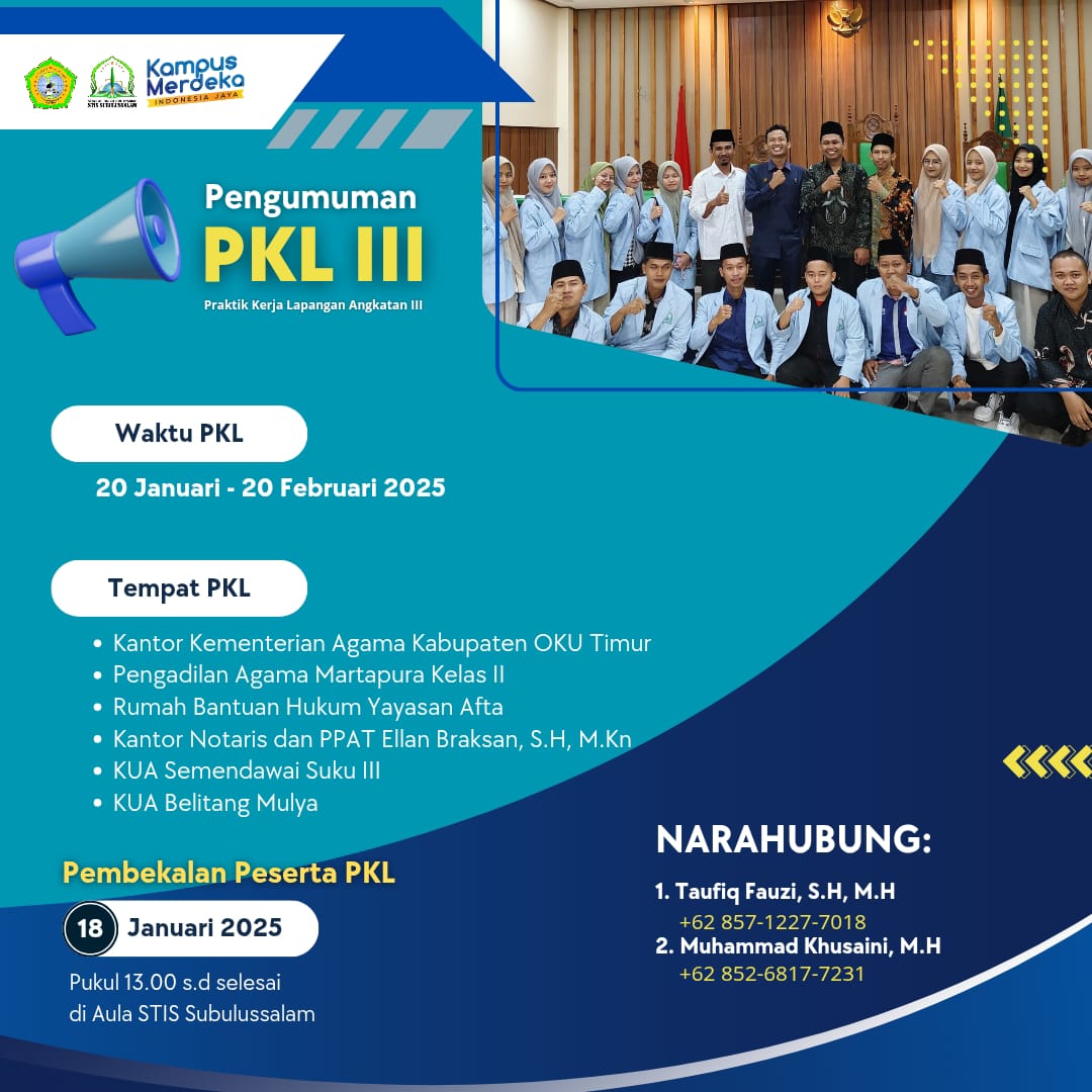Pengumuman Teknis Pelaksanaan PKL Angkatan III
