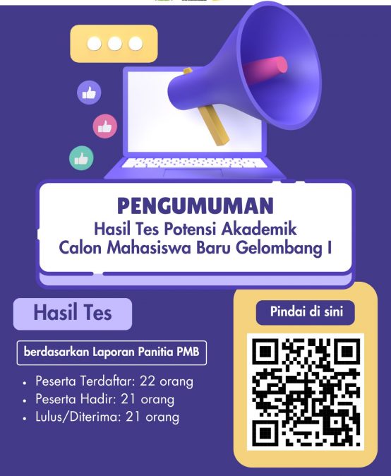 Pengumuman Hasil Tes Potensi Akademik Calon Mahasiswa Baru Gelombang I