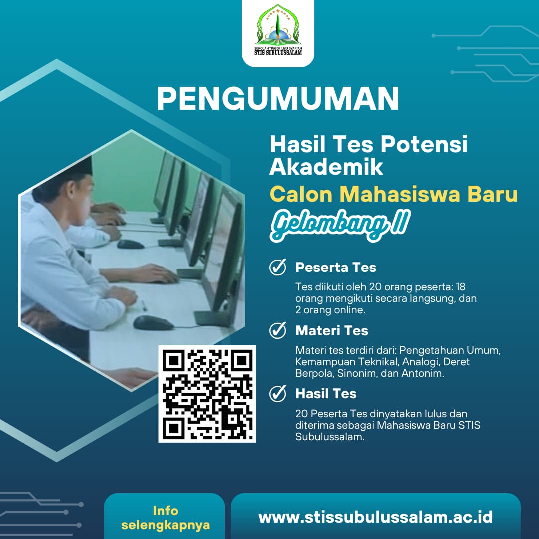 Pengumuman Hasil Tes Potensi Akademik Calon Mahasiswa Baru Gelombang II