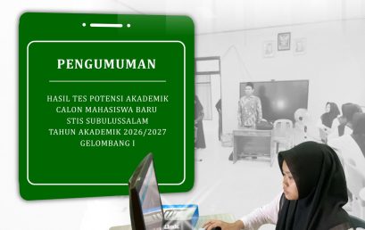 Pengumunan Hasil Tes Potensi Akademik Calon Mahasiswa Baru Gelombang I Tahun Akademik 2026/2027