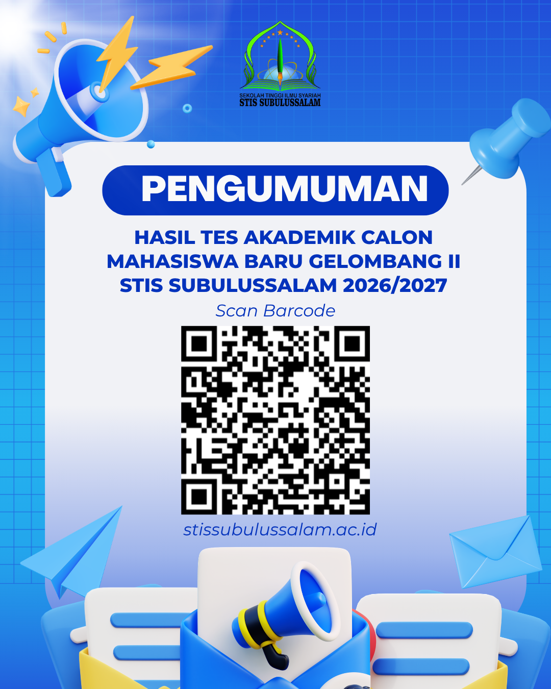 Pengumuman Hasil Tes Potensi Akademik Calon Mahasiswa Baru Gelombang II 2026 Pengumuman Hasil Tes Potensi Akademik Calon Mahasiswa Baru Gelombang II 2026